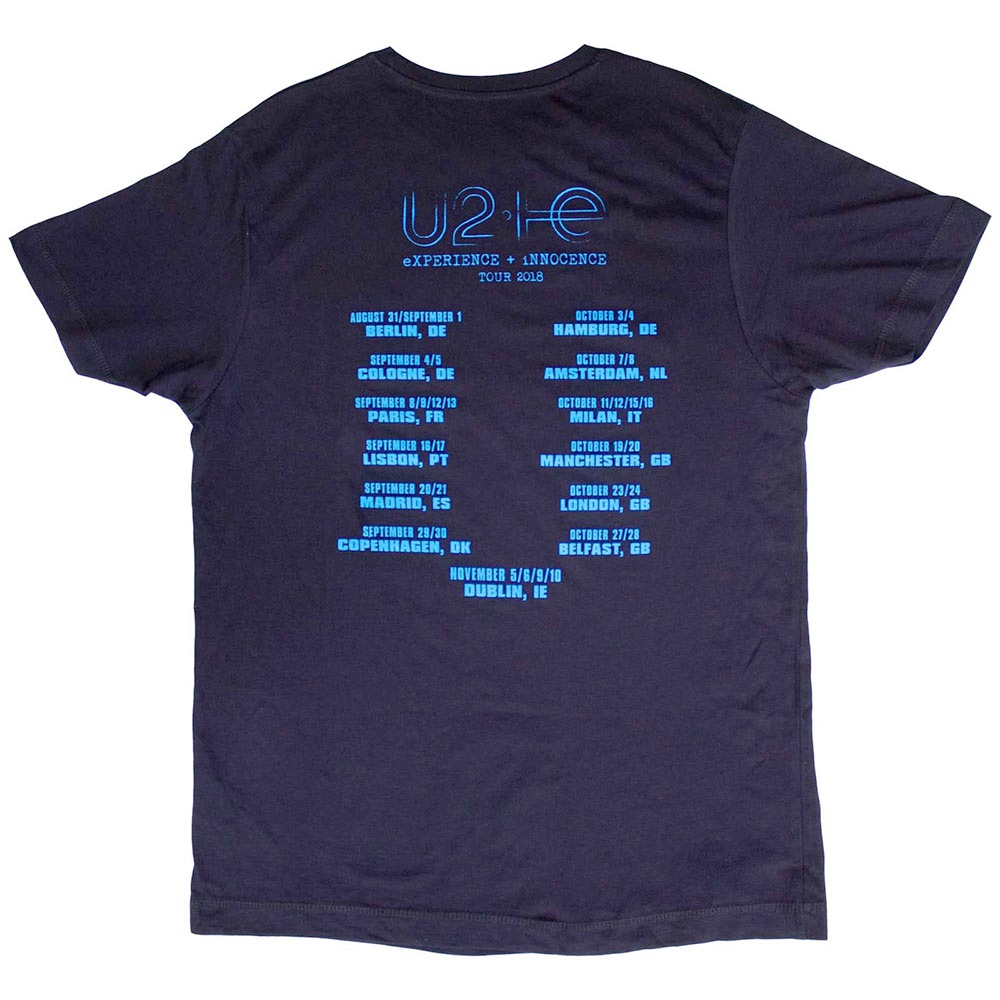U2 - Logo E+I 2018 Tour Dates Heren Tshirt - Donkerblauw